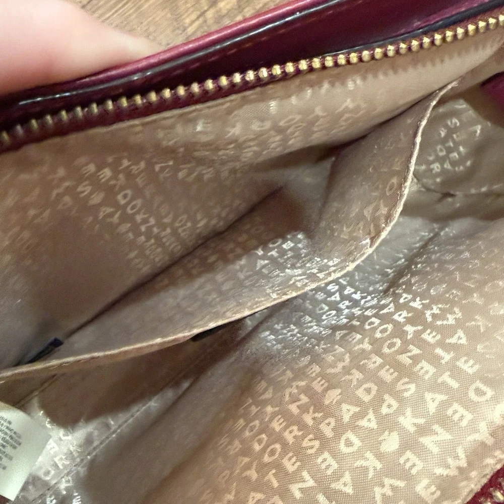 Kate Spade Hadley Street Bernadine Oxblood Zip Top Satchel Crossbody Purse Bag